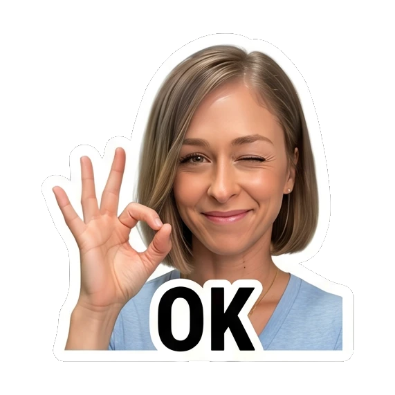 Woman winking with OK hand gesture Daily Life Expressions sticker for expressive chats and social replies.