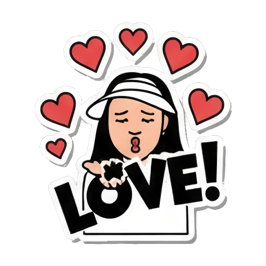 女孩比心LOVE! Visor Girl's Expressive World sticker for expressive chats and social replies.