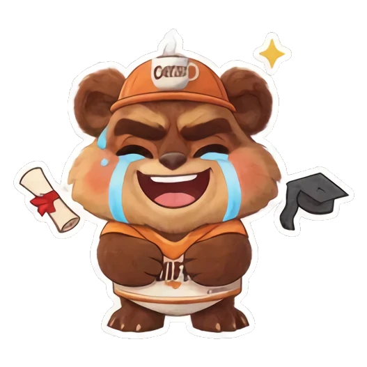 毕业熊拿着毕业证喜极而泣 Coiffes Bear Graduation Stickers sticker for expressive chats and social replies.