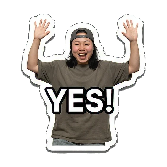 Girl waving hands saying yes Hip-hop Girl Daily Vibes sticker for expressive chats and social replies.