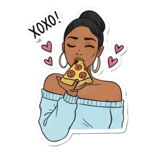 享受美味披萨 Doodle Girl Moods sticker for expressive chats and social replies.