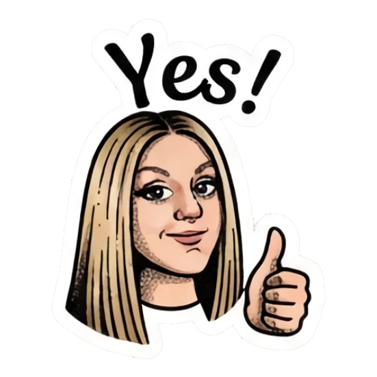 Blonde girl giving a thumbs up with text 'Yes!' Vintage Blonde Expressionist sticker for expressive chats and social replies.