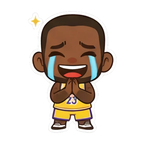 Chibi athlete crying with happy tears King of the Court sticker for expressive chats and social replies.