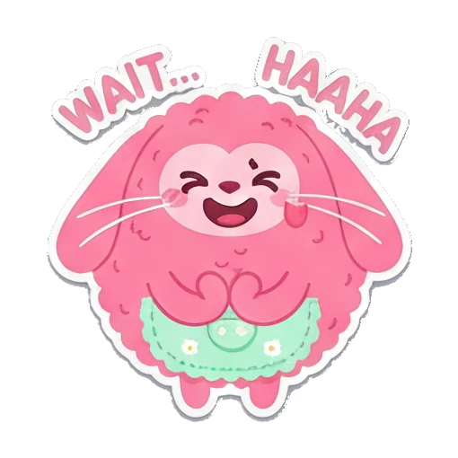哈哈大笑开心 Pink Fluffy Buddy sticker for expressive chats and social replies.