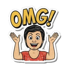 Mother character shouting OMG with hands up Retro Comic Mom Expressions sticker for expressive chats and social replies.