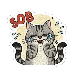 伤心流泪的猫咪 Vintage Tabby Cat Moods sticker for expressive chats and social replies.