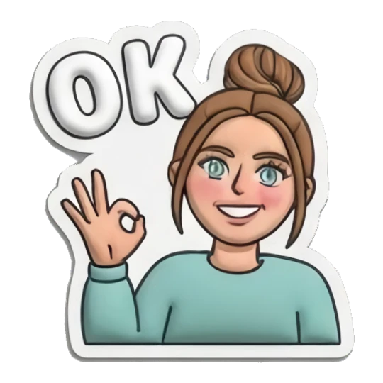 Girl making OK gesture with happy smile Puffy Girl Daily Life sticker for expressive chats and social replies.