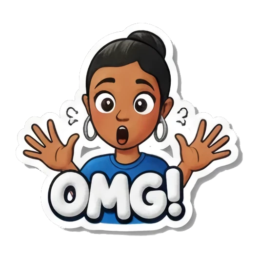 女孩惊讶OMG Playful Girl Expressions sticker for expressive chats and social replies.