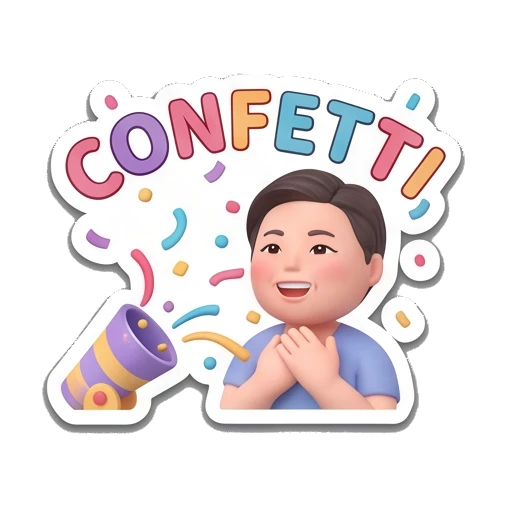 Confetti celebration Playful Card Gamer sticker for expressive chats and social replies.