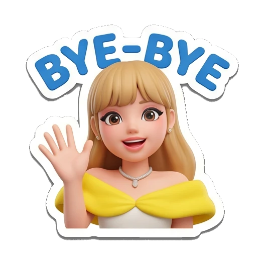 Blonde girl waving hand, bye-bye expression. Golden Girl Daily Vibes sticker for expressive chats and social replies.