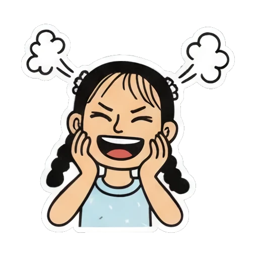 女孩生气冒烟 Playful Pigtail Girl sticker for expressive chats and social replies.