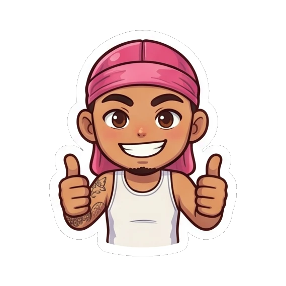 Guy giving a double thumbs up with a happy smile Cool Durag Guy sticker for expressive chats and social replies.