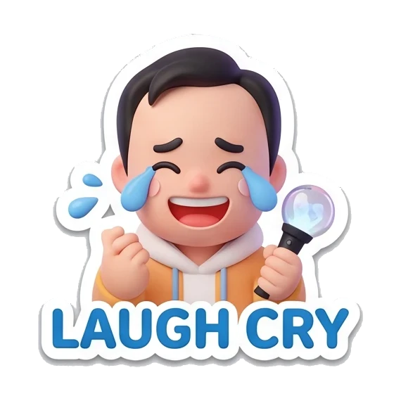 boy laughing until crying Cheerful Fanboy Daily Life sticker for expressive chats and social replies.