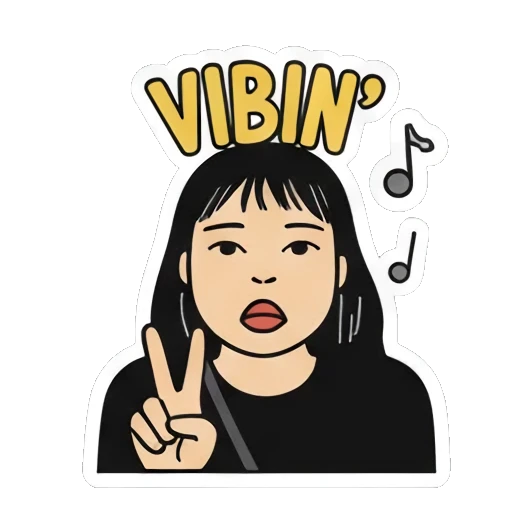 享受音乐比耶 Girl's Daily Moods sticker for expressive chats and social replies.