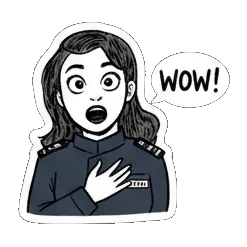 女警震惊WOW! Quirky Officer Expressions sticker for expressive chats and social replies.