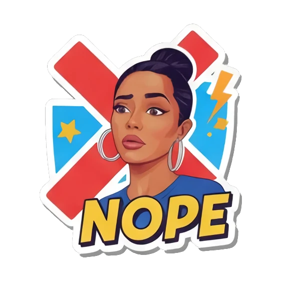 拒绝否定Nope Vibrant Pop Diva Expressions sticker for expressive chats and social replies.