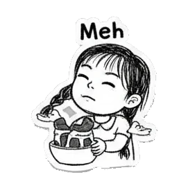 女孩吃甜点表示满足 Little Girl Daily Moods sticker for expressive chats and social replies.