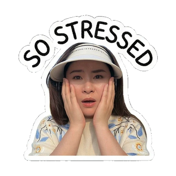 女子抱头表示“SO STRESSED” Visor Girl's Daily Moods sticker for expressive chats and social replies.