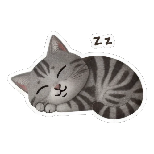 正在睡觉的猫咪 Gray Tabby Cat Expressions sticker for expressive chats and social replies.