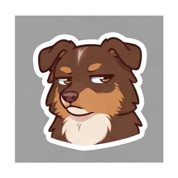 Aussie dog looking suspicious with a side-eye glance. Cheerful Aussie Buddy sticker for expressive chats and social replies.
