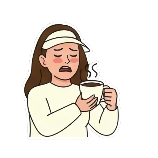 Tired woman needing coffee Visor Girl Expressions sticker for expressive chats and social replies.