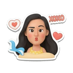 Girl sending heart kiss, text XOXO Summer Beach Girl Vibes sticker for expressive chats and social replies.