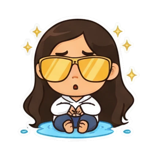 Skeptical girl giving side eye with yellow sunglasses Cool Girl Daily Vibes sticker for expressive chats and social replies.