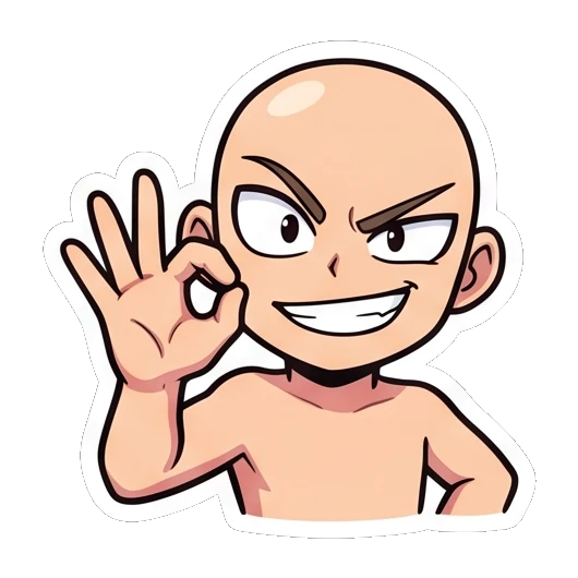 Bald boy making an okay gesture Baldy Boy Daily Life sticker for expressive chats and social replies.