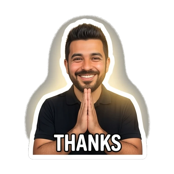 Man praying with glowing aura, text THANKS Modern Man Daily Vibes sticker for expressive chats and social replies.