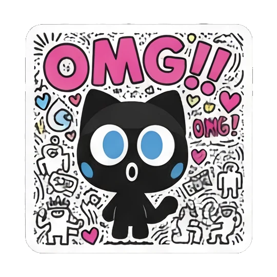 波普风表情包 Doodle Cat Expressions sticker for expressive chats and social replies.