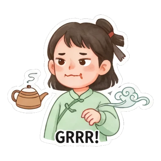 生气吃面的可爱瞬间 Zen Girl Daily Life sticker for expressive chats and social replies.