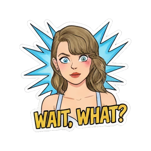 Pop star looking shocked with 'WAIT, WHAT?' text Pop Star Daily Vibes sticker for expressive chats and social replies.