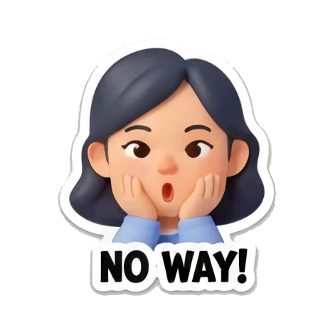 震惊的少女说NO WAY Cheerful Girl Daily Life sticker for expressive chats and social replies.