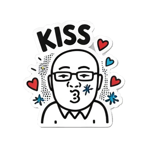 大叔奔跑加油 Keith Haring Style Office Guy sticker for expressive chats and social replies.