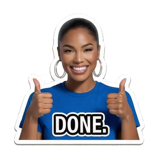 Happy woman giving thumbs up Modern Latina Daily Vibes sticker for expressive chats and social replies.