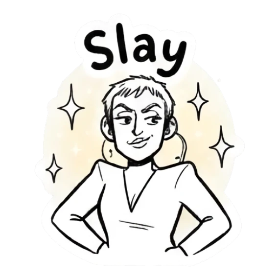 Confident man with hands on hips saying Slay Doodle Guy Daily Vibes sticker for expressive chats and social replies.