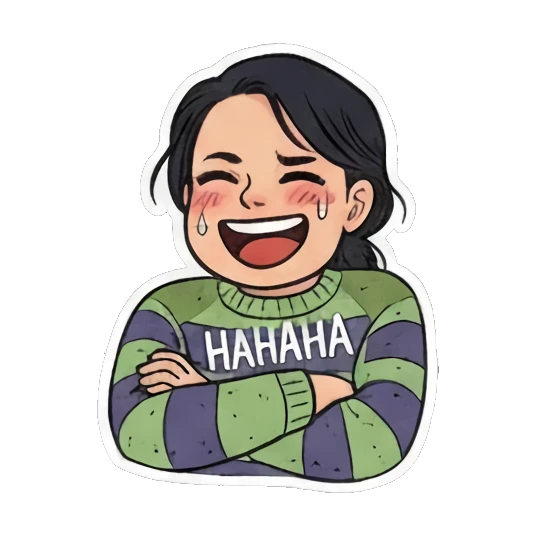 大笑HAHAHA Doodle Girl's Moods sticker for expressive chats and social replies.