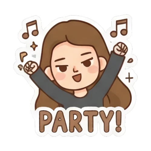 Excited girl party Girl's Daily Moods sticker for expressive chats and social replies.