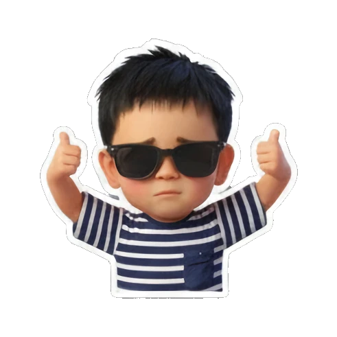 酷男孩戴墨镜比赞. Little Boy's Expressive World sticker for expressive chats and social replies.