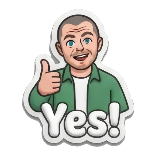Man giving a thumbs up saying 'Yes!' Everyday Guy Expressions sticker for expressive chats and social replies.