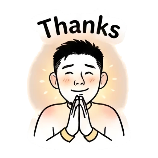Young man with hands together in a prayer gesture saying thanks Cool Guy Daily Vibes sticker for expressive chats and social replies.