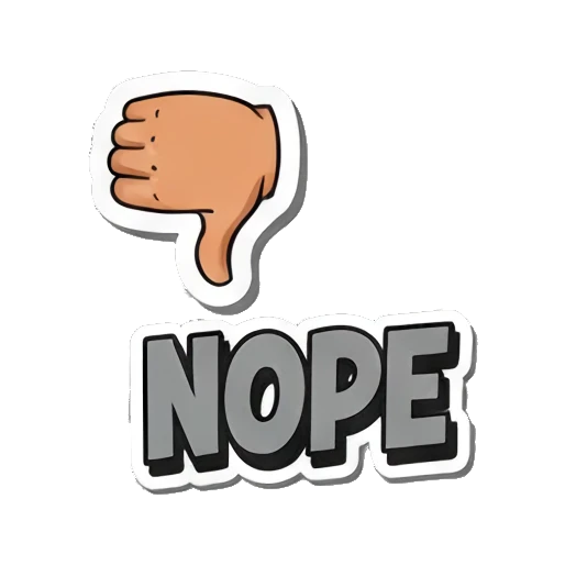 Nope 竖起大拇指向下，表示拒绝 Bearded Guy's Cartoon Vibes sticker for expressive chats and social replies.