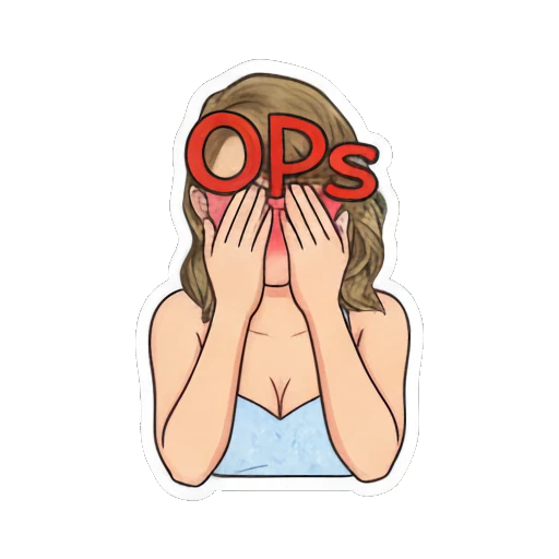 Pop star covering face with hands and 'OPS' text Pop Star Daily Vibes sticker for expressive chats and social replies.