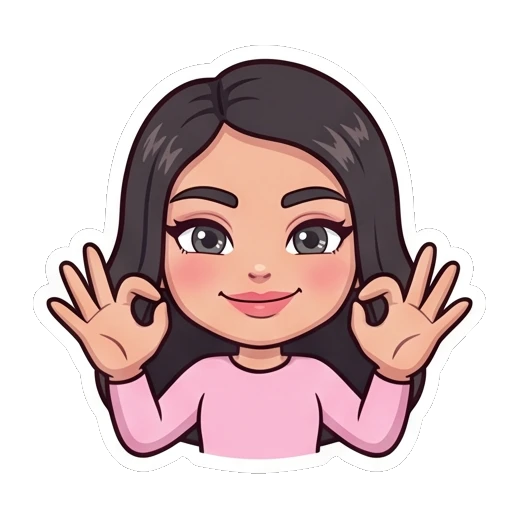 Girl making OK gesture with fingers Cheerful Girl Daily Life sticker for expressive chats and social replies.