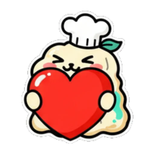 团子双手捧着爱心 Cute Chef Dumpling Stickers sticker for expressive chats and social replies.