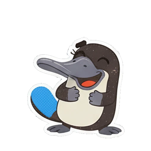 Laughing platypus holding belly with HAHAHA text Playful Platypus Pals sticker for expressive chats and social replies.