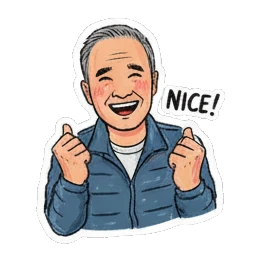 Man waving go away gesture Cheerful Grandpa Daily Life sticker for expressive chats and social replies.