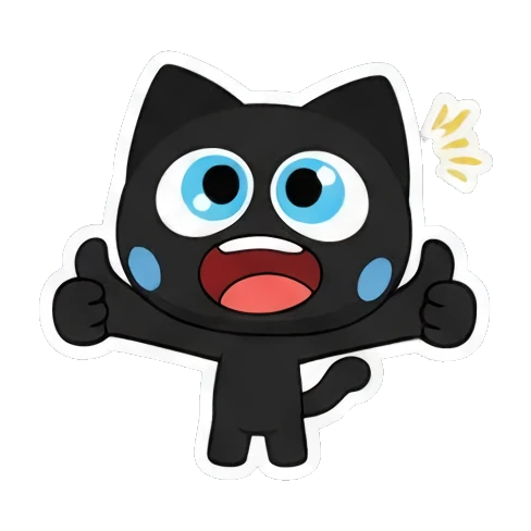 surprised expression Playful Black Cat Expressions sticker for expressive chats and social replies.