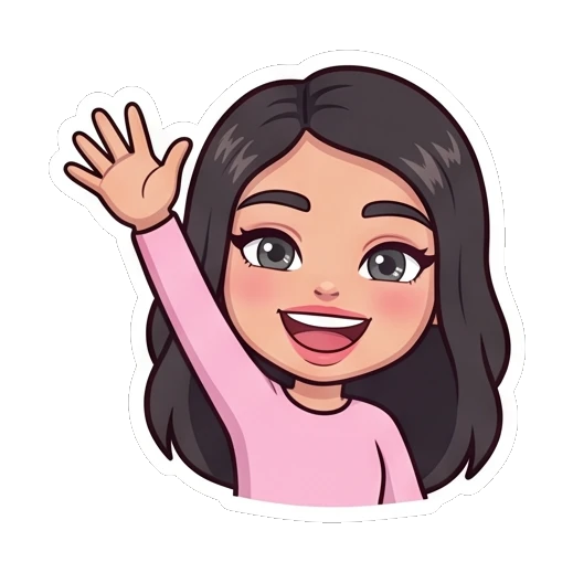 Cute girl waving hand to say hi Cheerful Girl Daily Life sticker for expressive chats and social replies.