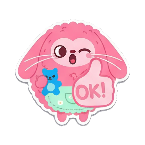 比赞表示同意 Pink Fluffy Buddy sticker for expressive chats and social replies.